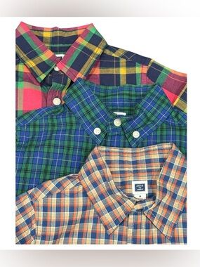 Janie and Jack Multicolor Plaid Button-Down Shirts Set of 3